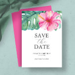 Reserva La Fecha Cumpleaños Guardar El Tema Tropical De Las Cartas<br><div class="desc">Estas tarjetas de cumpleaños ahorran la fecha y cuentan con una parte superior de las elegantes flores tropicales acuarelas y hojas de palma de monstera. Las palabras "Save the Date" (Guardar la fecha) se escriben en gris carbón sobre un fondo blanco y nítido. Utilice los campos de plantilla para agregar...</div>
