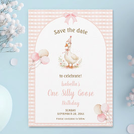 Reserva La Fecha Cumpleaños número 1 de One Silly Goose Rosa
