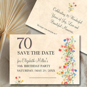 Reserva La Fecha Cumpleaños número 70 de Wildflower Elegante