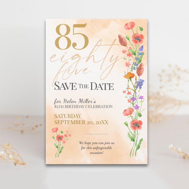 Reserva La Fecha Cumpleaños número 85 de Soft Wildflower - 85 Años (Subido por el creador)