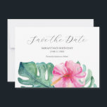 Reserva La Fecha Cumpleaños Tropical Guardar Las Cartas De Fecha<br><div class="desc">Eleva tu invitación de cumpleaños con nuestras tarjetas Save the Date, adornadas con un sofisticado borde acuático de flores tropicales y hojas de palma de monstera. "Save the Date" se presenta elegantemente en gris carbón vegetal contra un fondo blanco prístino. Personalizar con los detalles utilizando los campos de plantilla proporcionados....</div>