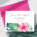 Reserva La Fecha Cumpleaños Tropical Guardar Las Cartas De Fecha<br><div class="desc">Estas tarjetas de cumpleaños ahorran la fecha y cuentan con una parte superior de las elegantes flores tropicales acuarelas y hojas de palma de monstera. Las palabras "Save the Date" (Guardar la fecha) se escriben en gris carbón sobre un fondo blanco y nítido. Utilice los campos de plantilla para agregar...</div>