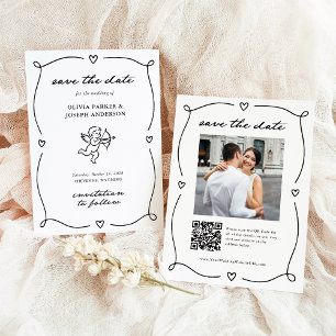 Reserva La Fecha Cúpido Caprichoso Foto Romántica y Código QR