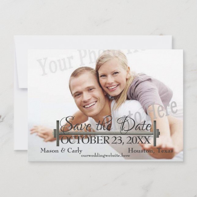 Reserva La Fecha Curl Bar and Weights Photo Save the Date (Anverso)