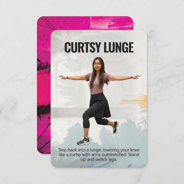Reserva La Fecha Curtsy Lunge Fitness Card with Pink Backing (Anverso / Reverso)