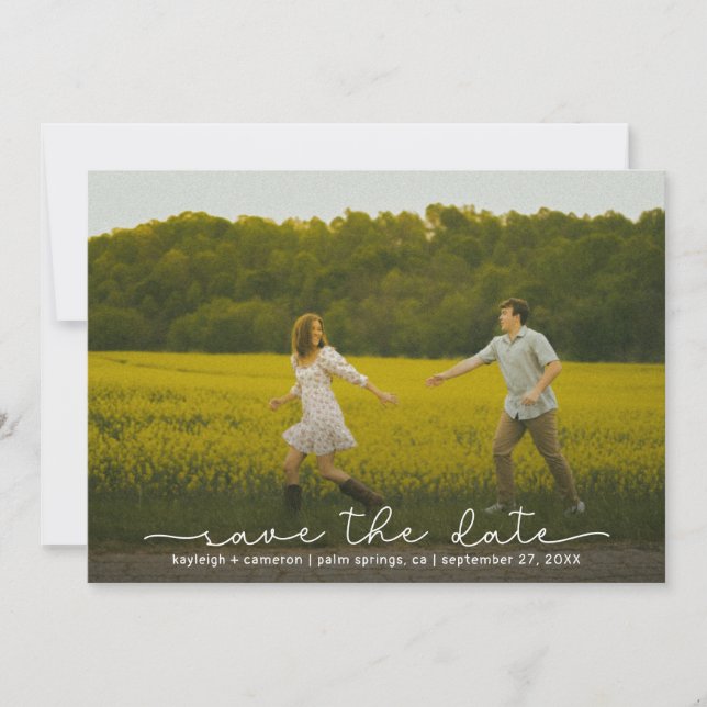 Reserva La Fecha Cute Boho Script Modern Save The Date Card (Anverso)
