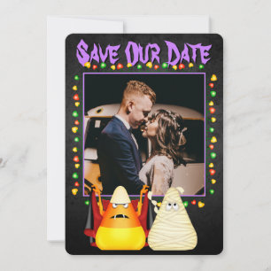 Reserva La Fecha Cute Candy Corn Couple Halloween Boda de FOTOS