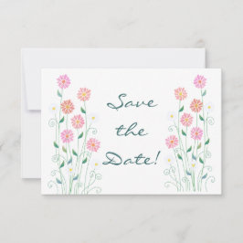 Reserva La Fecha Cute Country Daisies Pinks Wedding Save the Date