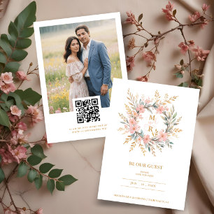 Reserva La Fecha Cute Delicate Luxury Pink & Golden Floral Wreath