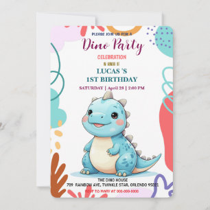 Reserva La Fecha Cute DIno Baby Dinosauris Primer fiesta de cumplea