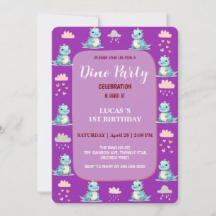 Reserva La Fecha Cute DIno Baby Dinosauris Primer fiesta de Cumplea