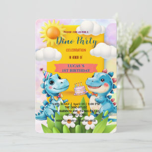 Reserva La Fecha Cute DIno dinosaurios de flores silvestres Primer 