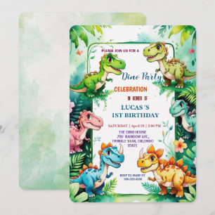 Reserva La Fecha Cute DIno dinosaurios de flores silvestres Primer 