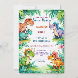 Reserva La Fecha Cute DIno dinosaurios de flores silvestres Primer 