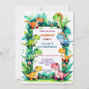 Reserva La Fecha Cute DIno dinosaurios de flores silvestres Primer 