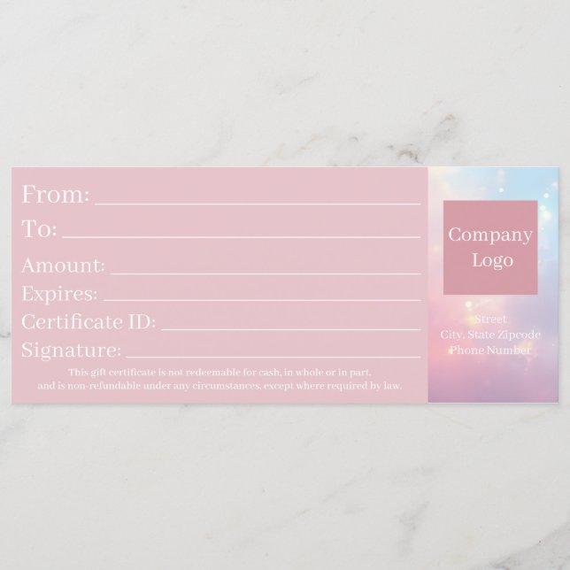 Reserva La Fecha Cute Elegant Opal Pink Pastel Gift Certificate (Reverso)