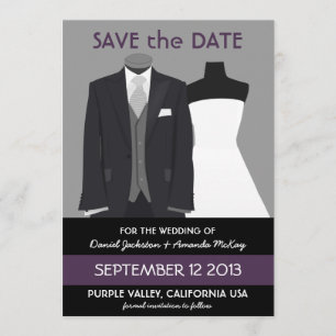 Reserva La Fecha Cute Mannequin Save the Date Purple Boda