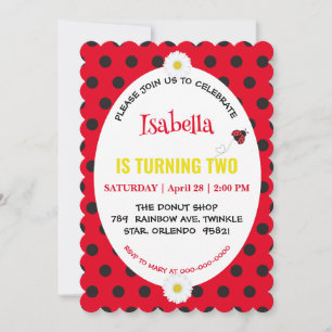 Reserva La Fecha Cute Polka dot Ladybug Daisy Kids Birthday Partry