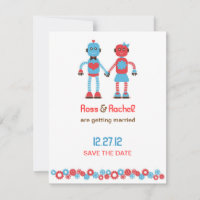 Cute Robot Tema Boda Guardar la fecha