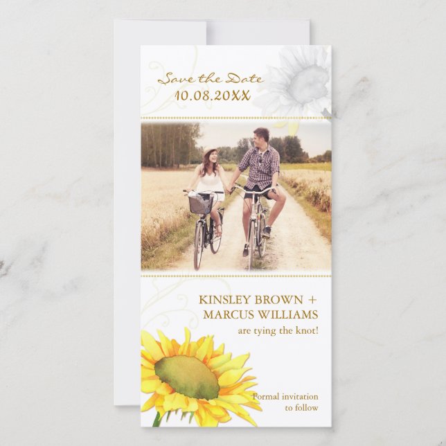 Reserva La Fecha Cute Sunflower Wedding Save the Date Photo Card (Anverso)