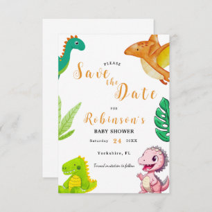 Reserva La Fecha Cuto pequeño Dino Baby Shower