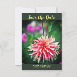 Reserva La Fecha Dahlia Floral Naranja y Rosa Salva la Fecha