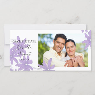Reserva La Fecha Daisies morados en la boda blanca salvan la fecha