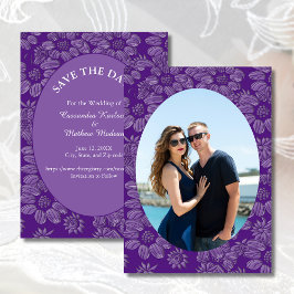 Reserva La Fecha Daisies Purple Save the Date Photo Card