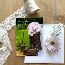 Reserva La Fecha Daisies Rusticos Rosa Boots Boda Occidental