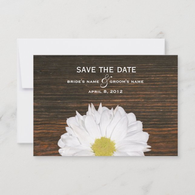 Reserva La Fecha Daisy & Barnwood Wedding Save The Date (Anverso)