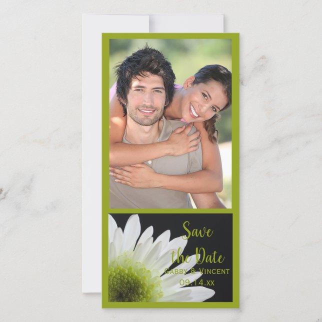 Reserva La Fecha Daisy on Black Wedding Save the Date Photo Card (Anverso)