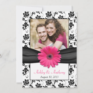 Reserva La Fecha Daisy rosado Black Floral Photo Save the Date