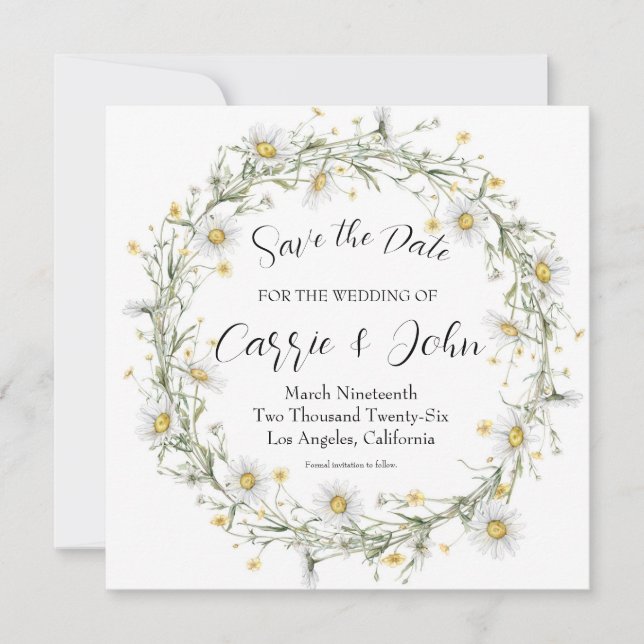 Reserva La Fecha Daisy Wedding Save the Date Card (Anverso)