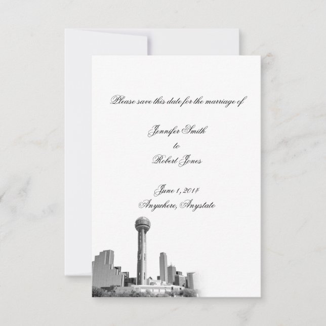 Reserva La Fecha Dallas Destination Wedding Save the Date (Anverso)