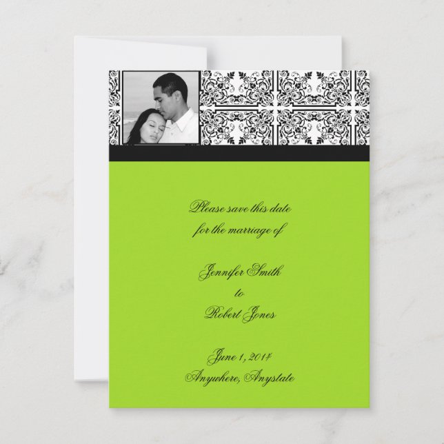 Reserva La Fecha Damask Delight Lime Green Save the Date (Anverso)