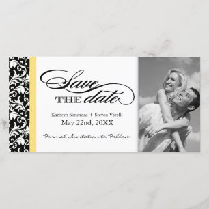 Reserva La Fecha Damask en blanco y negro para guardar la fecha