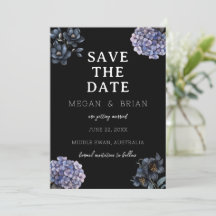 Dark Moody Black Floral Classic Typography Wedding