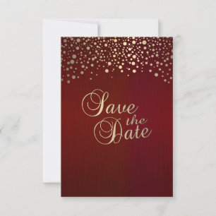 Reserva La Fecha Dark Red & Gold Confetti Dots - Save the Date