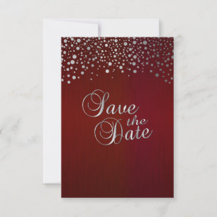 Reserva La Fecha Dark Red & Silver Confetti Dots - Save the Date