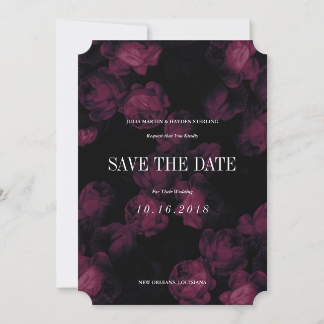 Reserva La Fecha Dark Rosa Garden Save the Date Cards (Anverso)