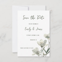 Reserva La Fecha Dark Sage Green Botanical Wedding