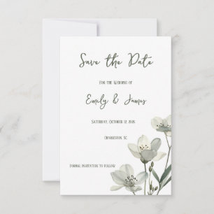 Reserva La Fecha Dark Sage Green Botanical Wedding