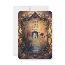 Dark Western Gothic Bull Skull & Velvet Roses