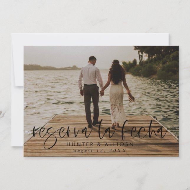 Reserva La Fecha De La Invitación A La Foto Modern (Anverso)