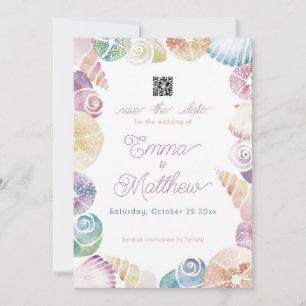 Reserva La Fecha Debajo del mar Whimsical Watercolor Photo & QR