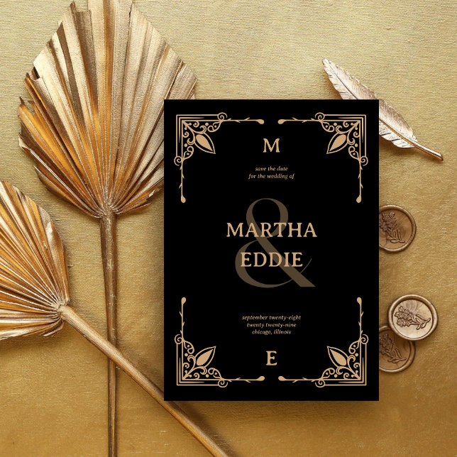 Reserva La Fecha Deco moderno | Boda negro y dorado (Subido por el creador)