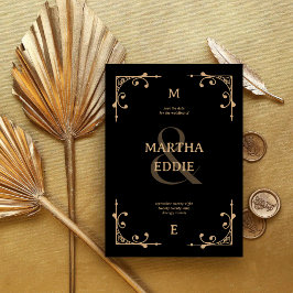 Reserva La Fecha Deco Moderno | Fondo Fotográfico Negro y Dorado pa