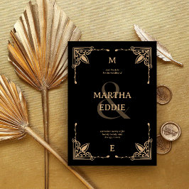 Reserva La Fecha Deco Moderno | Fondo Fotográfico Negro y Dorado pa