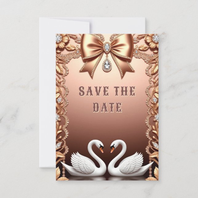 Reserva La Fecha 💍 Decoración de Boda de Cisnes Blancos 💍 (Anverso)