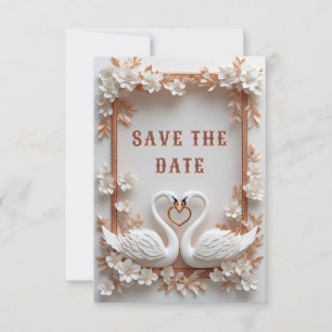 Reserva La Fecha 💍 Decoración de boda Swan Heart con marco floral